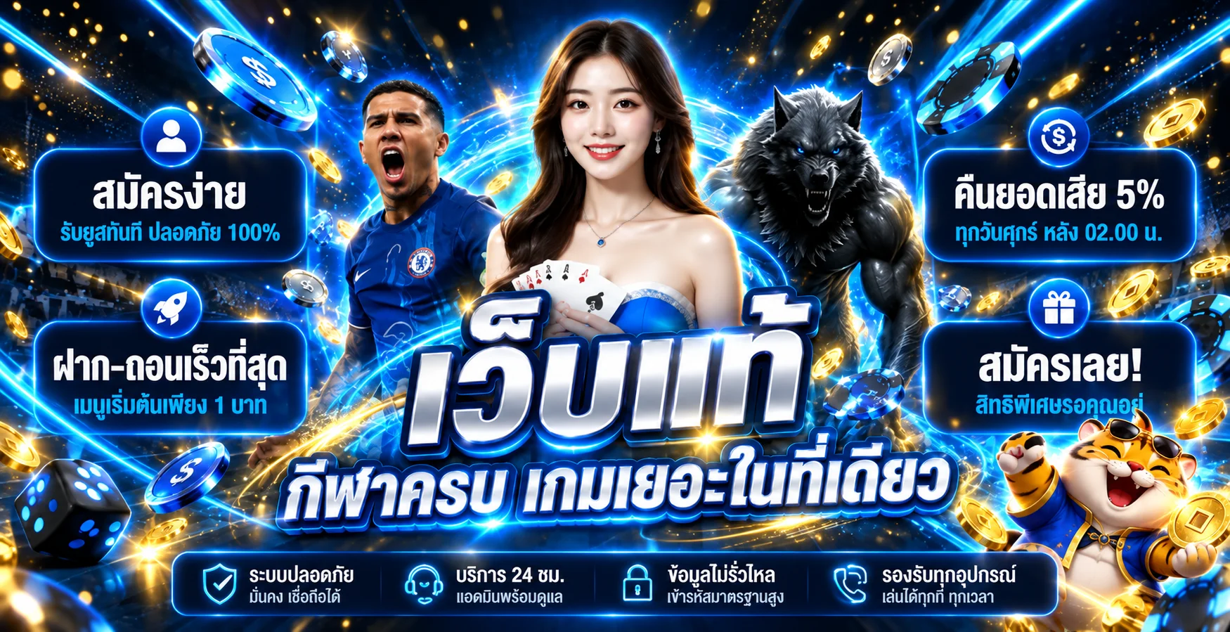 แบนเนอร์ FINN11 เว็บพนันออนไลน์โทนน้ำเงินทอง